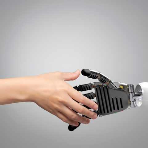 human hand shaking robot hand