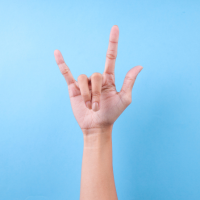 hand displaying ASL sign for "I love you."