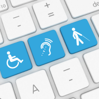 accessibility icons on a laptop keyboard