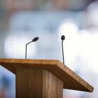 podium with microphones