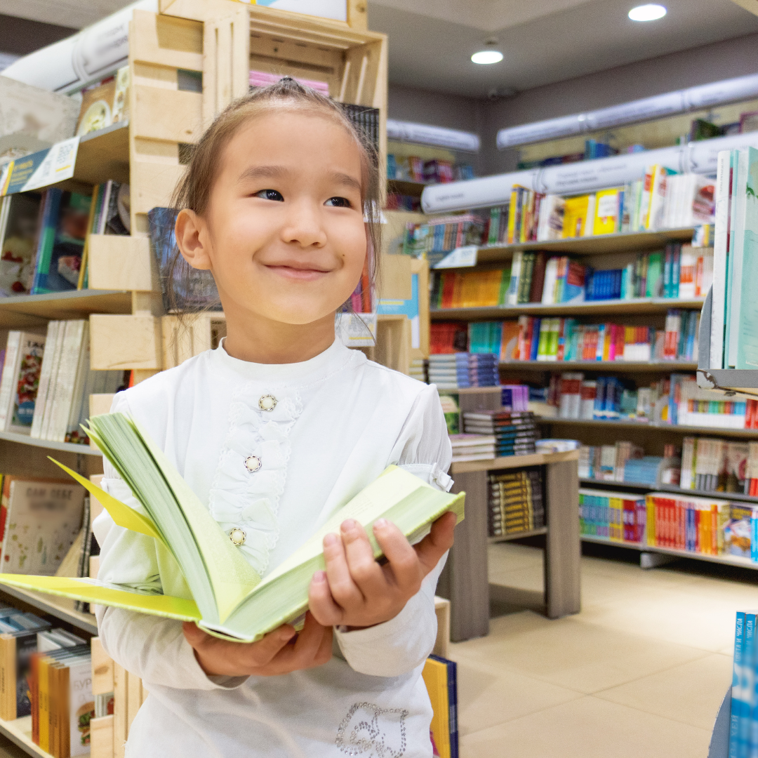 little girl at the library